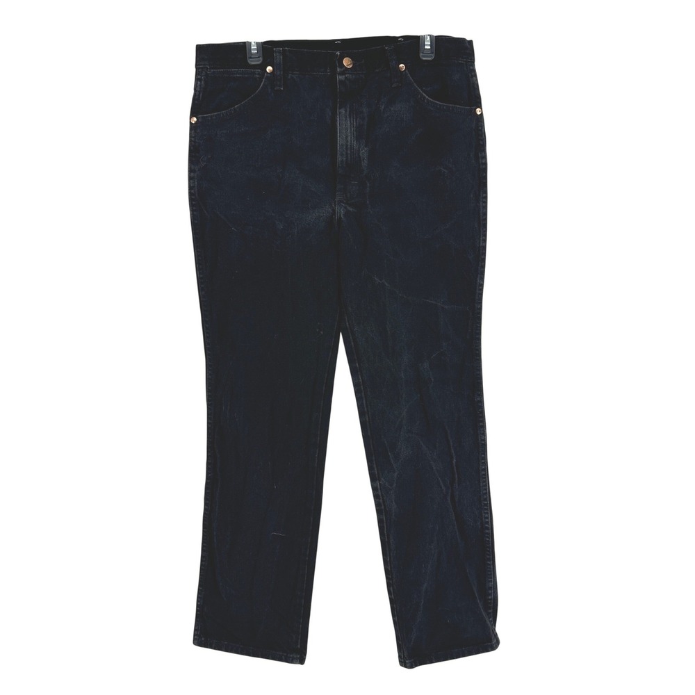 Wrangler 936WBK Jeans Mens 35x32 Black Solid Slim Fit Cowboy Cut Modern Era